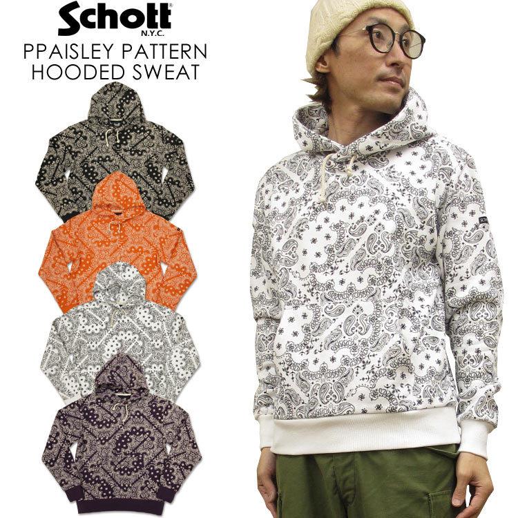 Schott N.Y.C（ショット） SCHOTT ペイズリー柄 フーデッド スウェット