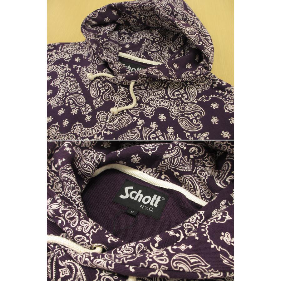 Schott N.Y.C（ショット） SCHOTT ペイズリー柄 フーデッド スウェット