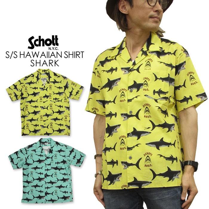 Schott ショット 半袖ハワイアンシャツ（アロハシャツ）『SHARK』 　HAWAIIAN SHIRT 『SHARK』  :3105038:SUPER RAG - 通販 - Yahoo!ショッピング