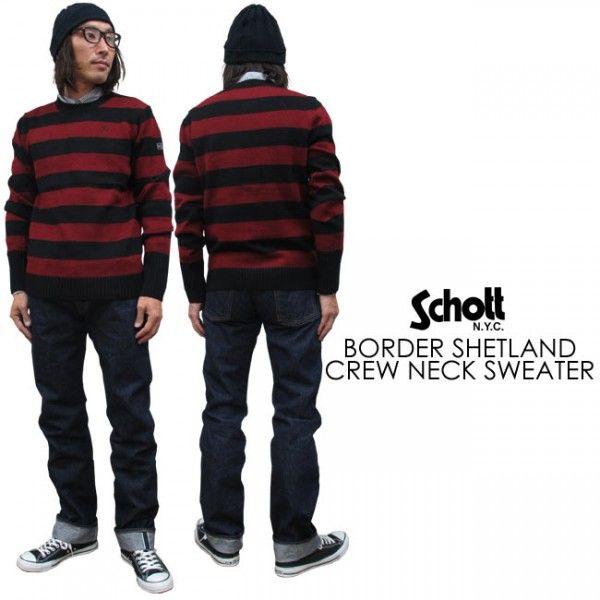Schott N.Y.C SCHOTT ショット ボーダー・シェットランド Schott N.Y.C SCHOTT ショット ボーダー・シェットランド