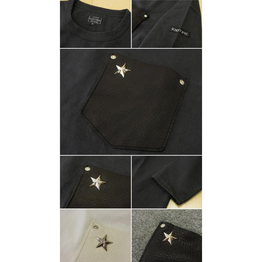 美品　Schott　ショット　ONE STAR 革ポケット ヘビーオンスロンT Schott N.Y.C（ショット） Schott 長袖 鹿革 ポケット Tシャツ ONE