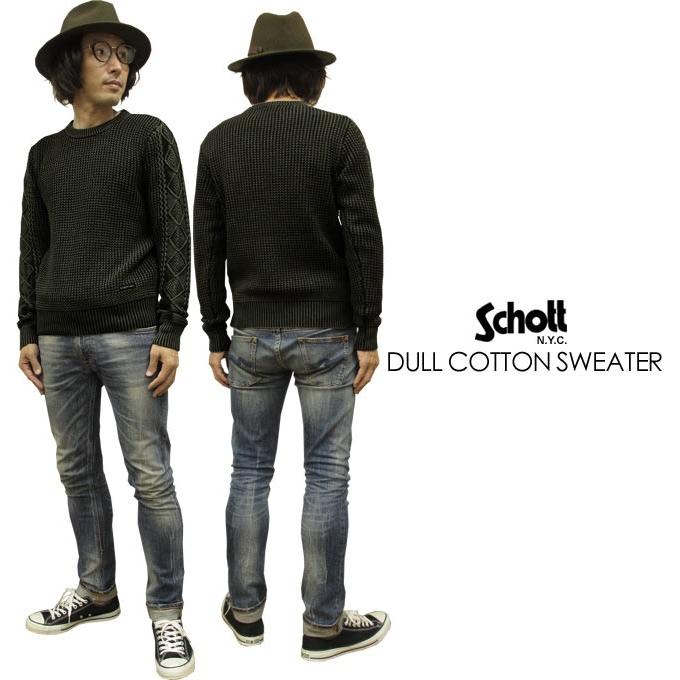Schott N.Y.C SCHOTT ショット コットンニット ダルカラー Schott N.Y.C SCHOTT ショット コットンニット ダルカラー