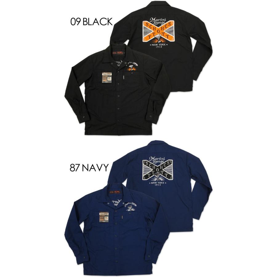 Schott ワークシャツ 刺繍 長袖 バイカースタイル M ブルー Schott ワークシャツ 刺繍 長袖 バイカースタイル M ブルー