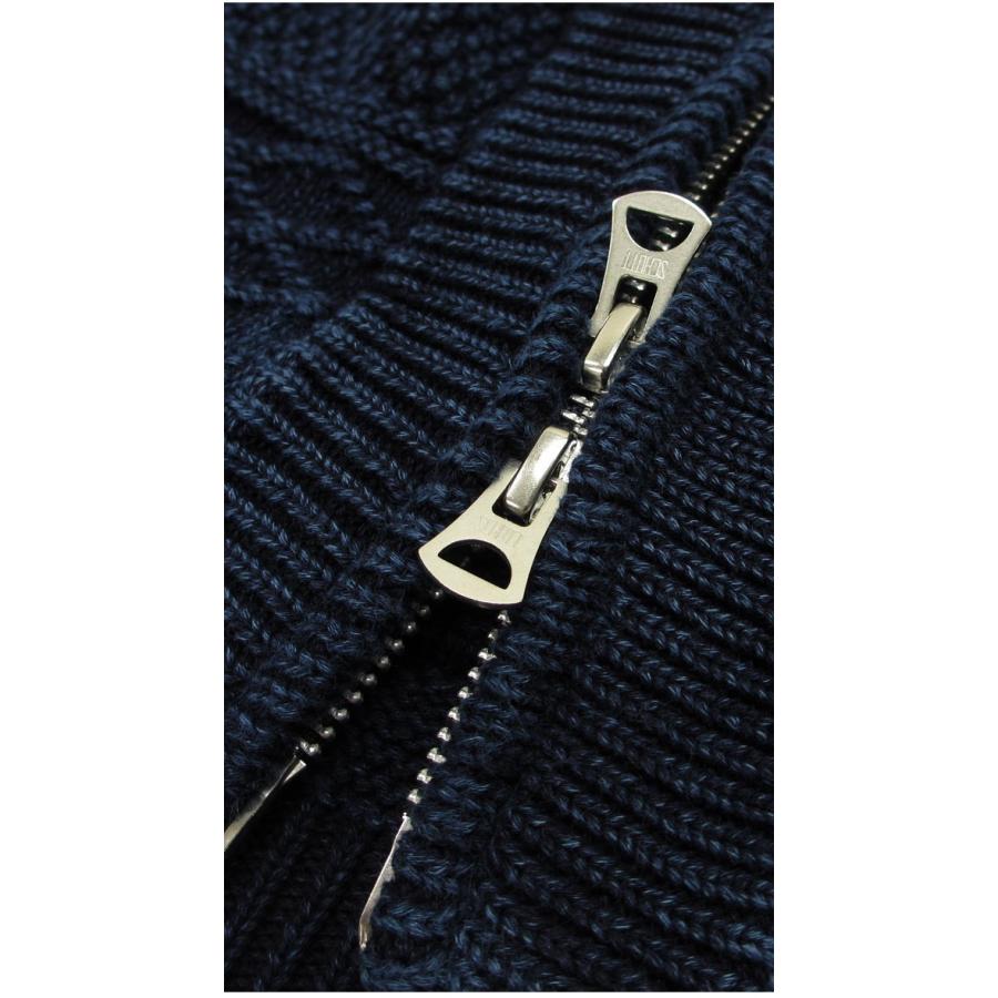 Schott ケーブルニット カーディガン L ダークブルー ケーブル ニット」に該当するカーディガン/ボレロ（ブルー