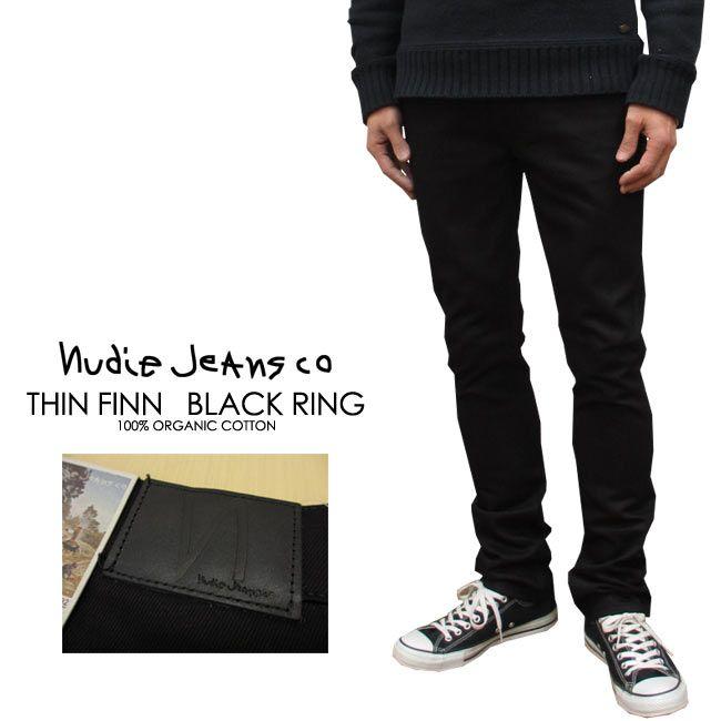 Nudie Jeans ORGANIC THIN FINN ブラック ストレート-