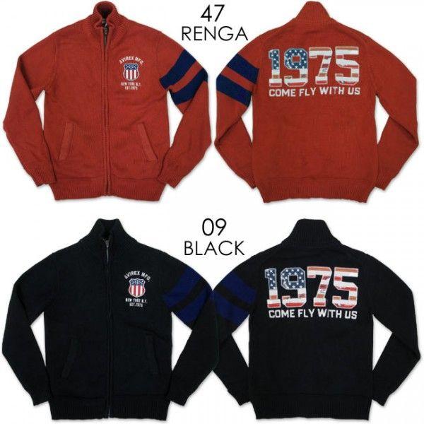 AVIREX（アヴィレックス） ジップアップ ナンバリング ニット