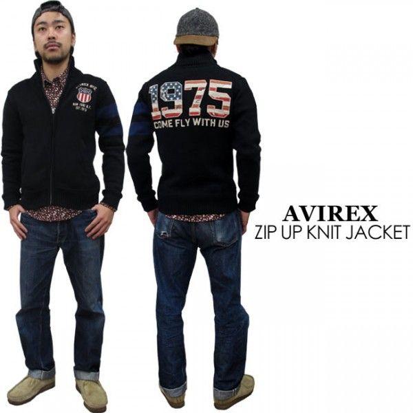 AVIREX（アヴィレックス） ジップアップ ナンバリング ニット
