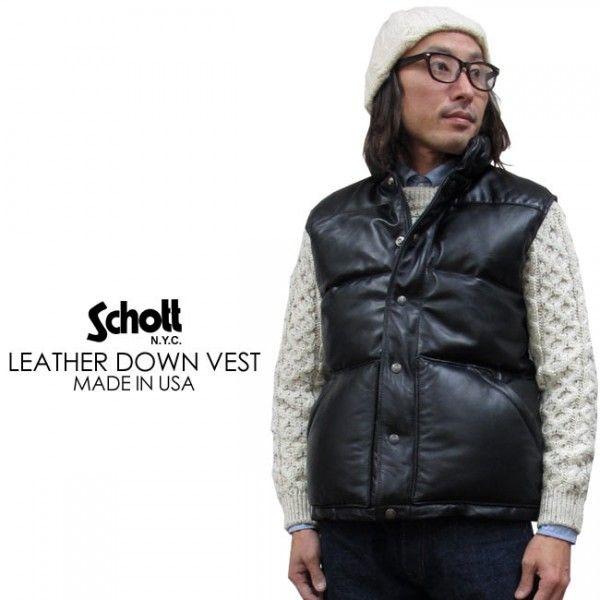 ⭐️Schott ショット レザーダウンベスト⭐️ Schott N.Y.C SCHOTT ショット 204D レザーダウン ベスト(米国製
