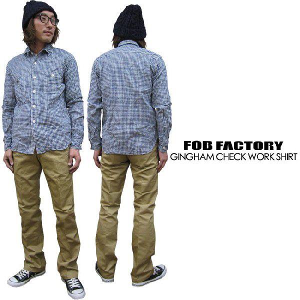 美品 FOB エフオービーファクトリー ギンガムチェック ワークシャツ Lサイズ シャツ メンズ /FOB FACTORY ヴィンテージ ギンガムチェック