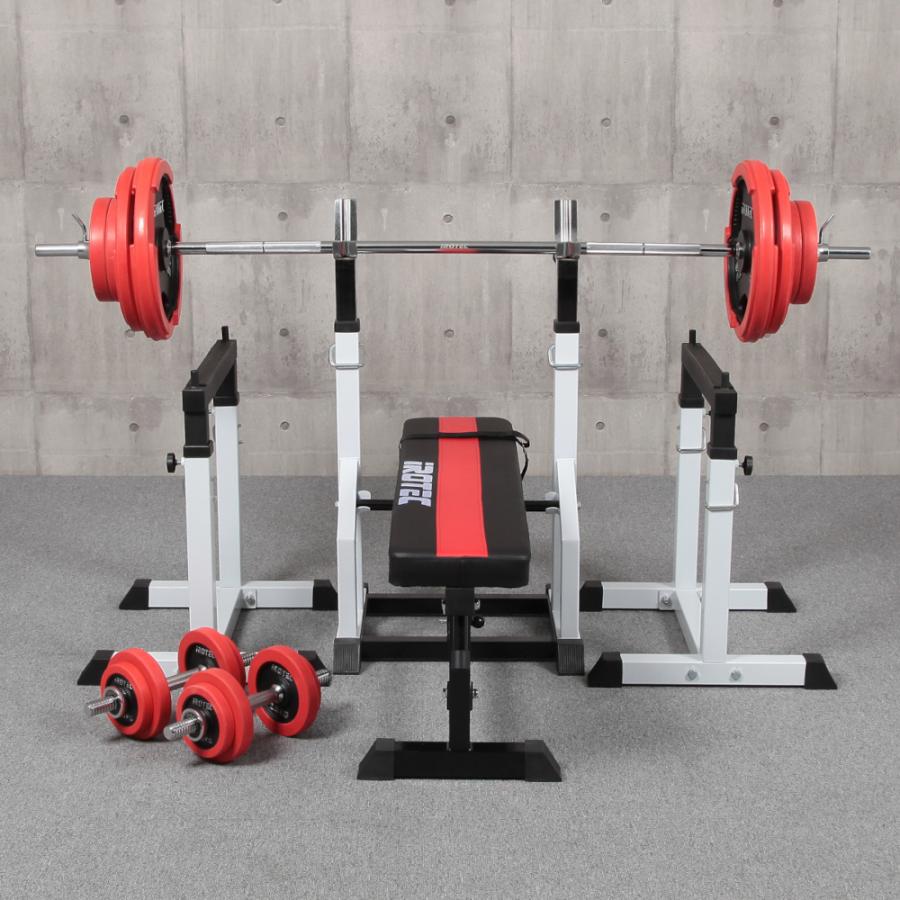 楽天市場】トレーニングジムセット 赤ラバー 70kg筋トレ 楽天市場】トレーニングジムセット 赤ラバー 70kg筋トレ