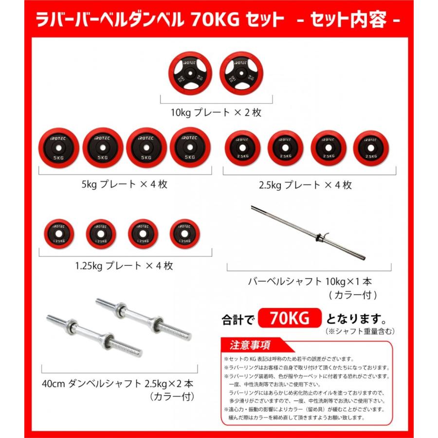 ベンチプレスセット IROTEC(アイロテック)チャレンジセットR70/ バーベルセット トレーニング器具 トレーニングマシン ベンチプレス ホームジム ダンベル 筋トレ｜super-sports｜02