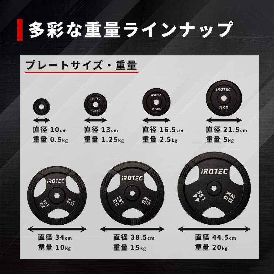 29mmプレート1.25kg  2枚　1500mmシャフト1本 IROTEC（アイロテック） バーベル プレート アイアンプレート1.25KG [2