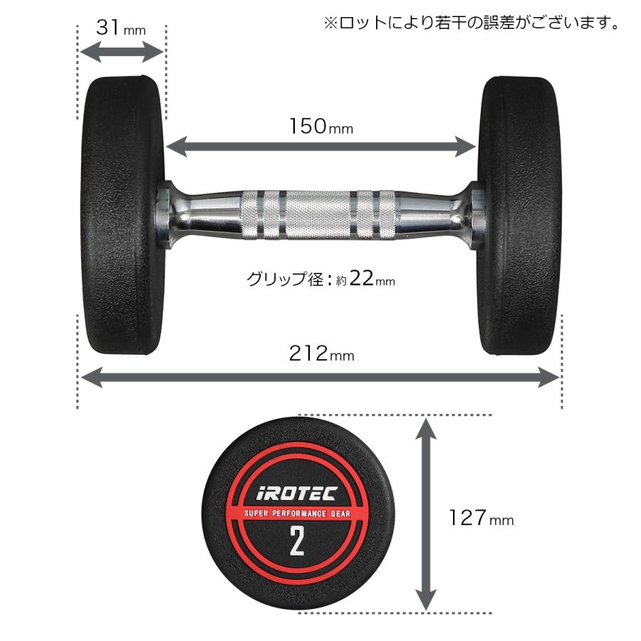 IROTEC（アイロテック） NEWラバージムダンベル2KG / ダンベル ラバー