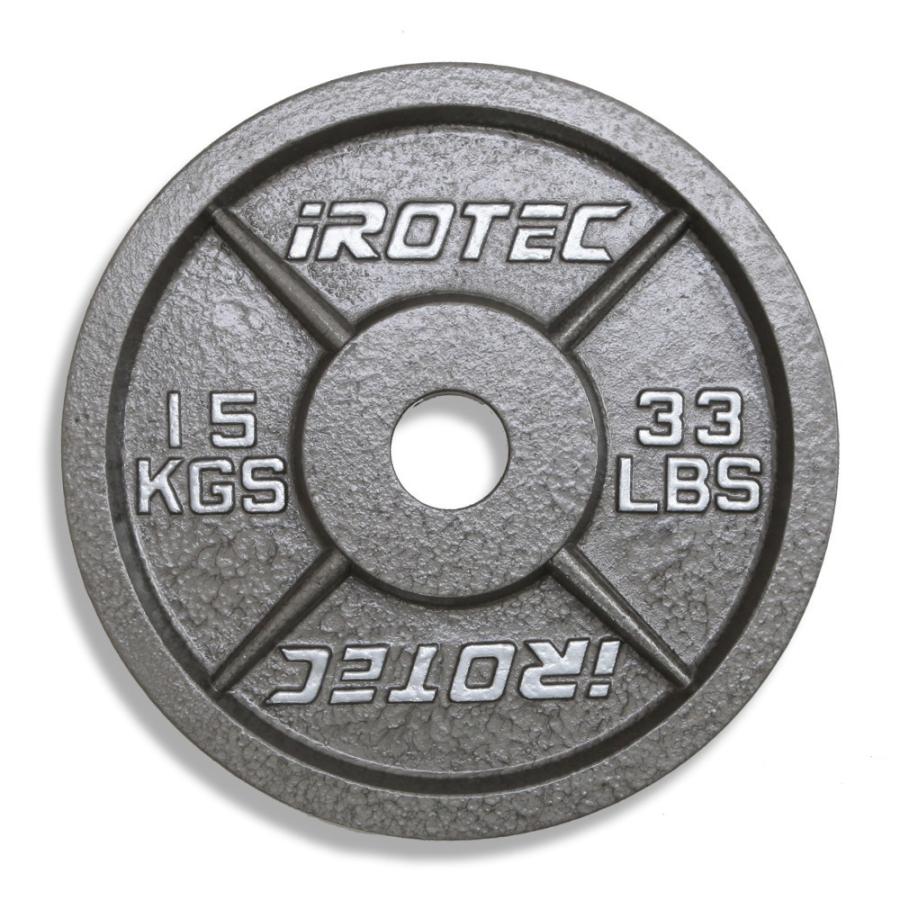 IROTEC（アイロテック）オリンピックアイアンプレート15KG [1枚] 穴径51mm/バーベル プレート ダンベル ベンチプレス 筋トレ トレーニング器具 鉄アレイ｜super-sports