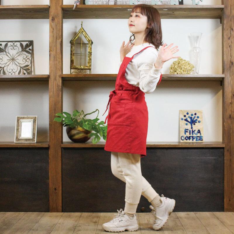 特価 エプロン シンプル 無地 クロス 紐 おしゃれ かわいい 保育士 プレゼント ひざ上 フリーサイズ チノ ポケット 母の日