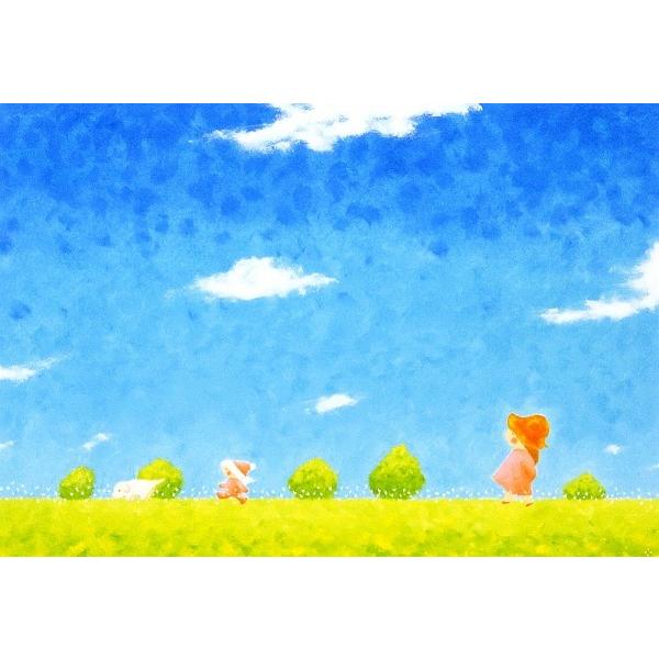 天野和敏『午後のおさんぽ』ミクストメディア 【絵画 額付 新品 版画