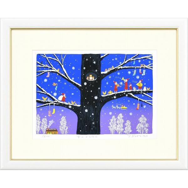 吉岡浩太郎『ホワイトクリスマス （B）』シルクスクリーン 【絵画 額