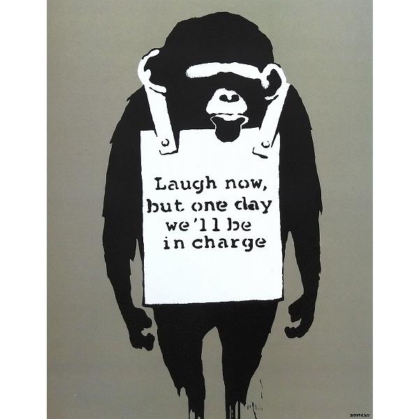 バンクシー『LAUGH NOW』複製画 【絵画 額付 新品 版画