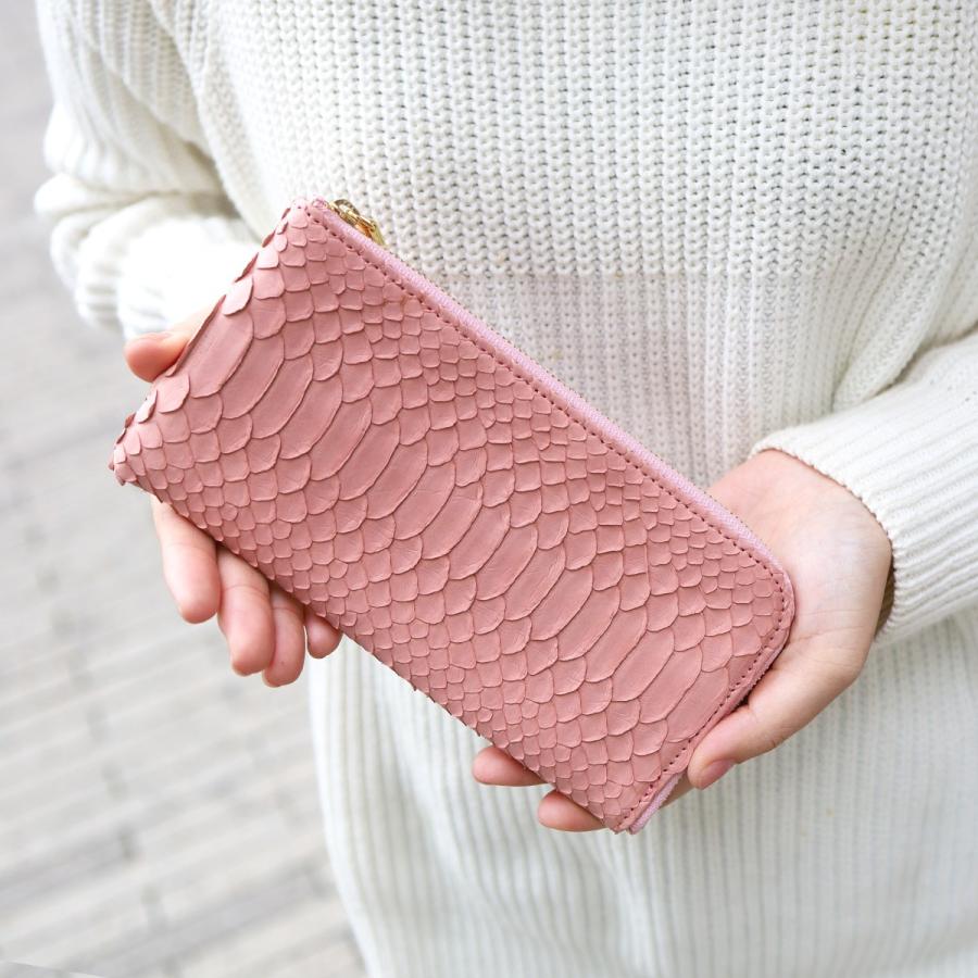 【パイソンL字長財布/全11色】ダイヤモンドパイソンレザーのラグジュアリーに仕上げた/薄マチ軽量で大きく使えるL字財布/L字長財布 レディース SUPERB スリム |  | 06