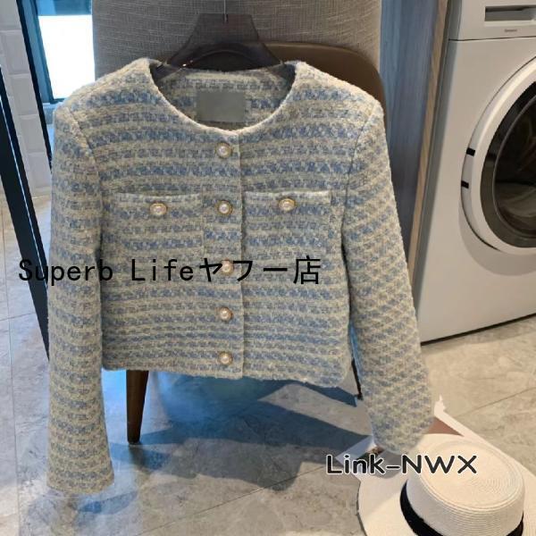 ツイードジャケット レディース 40代 長袖ノーカラージャケット ショット丈ツイードコート 春コートアウター 秋服 大人韓国風 通勤OL オフィス 結婚式 入学式｜superblife｜08