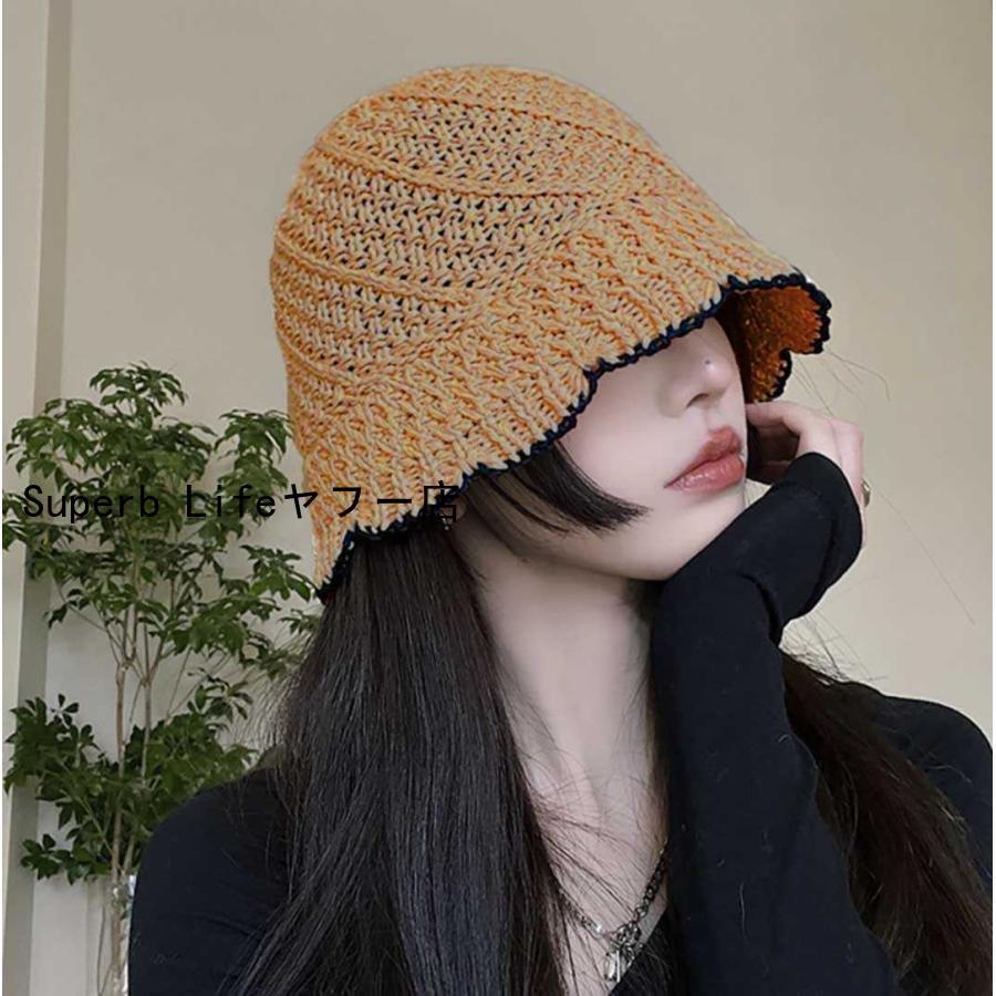 帽子 かぎ編み クロシェハット バケットハット ホワイトor 帽子 かぎ編み クロシェハット バケットハット ホワイトor
