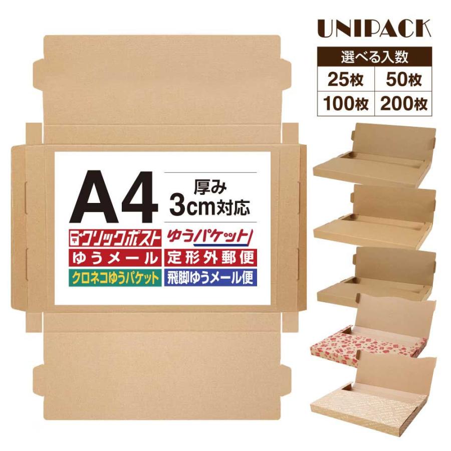 25枚】［A4］クリックポスト 箱 A4段ボール 3cm対応 最大サイズ 通販