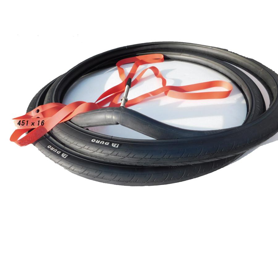 2本で、Duro（ダンロップOEM）ＤＢ7043 20ｘ1 1/8(28-451)タイヤ仏48ｍｍチューブとリムテープ16ｍｍ付き各２本 | DURO | 01