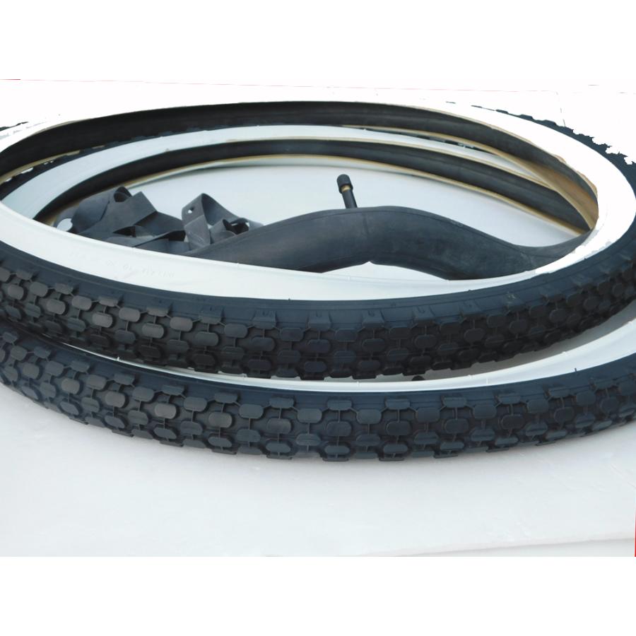 2本でDuro HF851　24ｘ2.125　ビーチクルーザー　サイド白　タイヤ＆チューブＡＶ+リムテープ付きｘ2本 | DURO