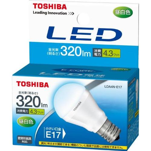 LDA4N-E17 東芝 LED電球 ミニクリプトン形 4.3W 密閉器具対応 E17口金 電球25W相当・320ルーメン 昼白色 | 東芝ライテック