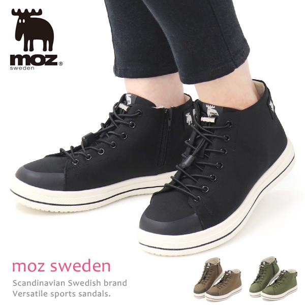 moz（モズ） 防水 スニーカー レディース ハイカット ファスナー