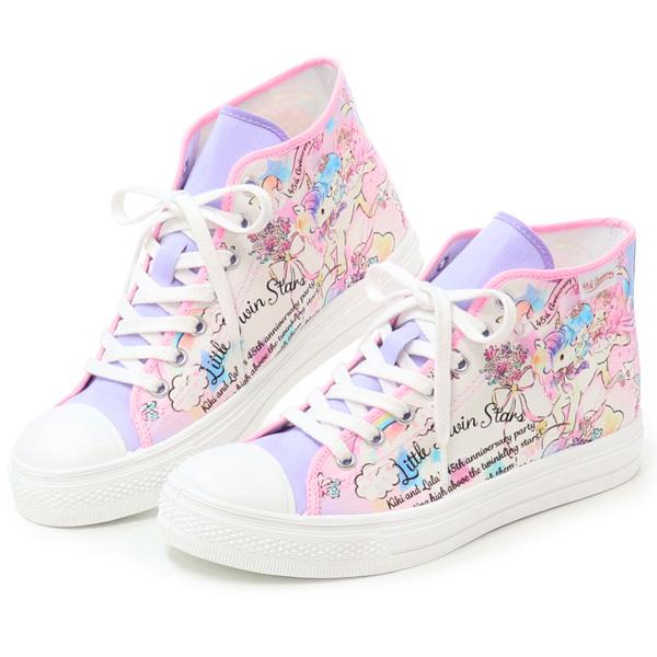 サンリオ キキララ レディース ジュニア スニーカー ハイカット 3e 靴 大人 45周年 リトルツインスターズ L0 Cpw 01 Superfoot 通販 Yahoo ショッピング