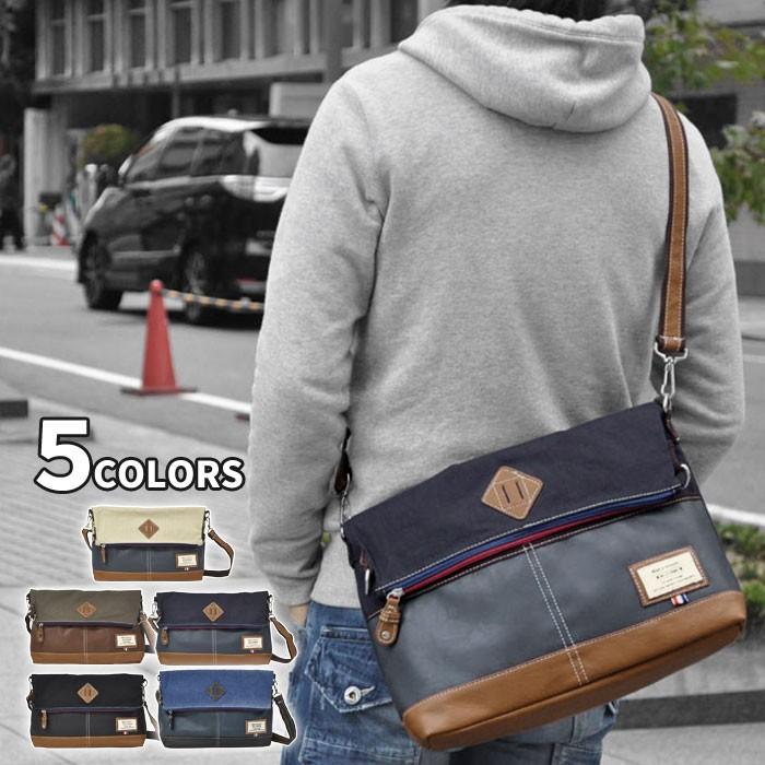 ショルダーバッグ メンズ 斜めがけ おしゃれ 大きめ 大容量 コットン Pu 切り替え 2way 口折れショルダーバッグ Bag M Superfrog 通販 Yahoo ショッピング