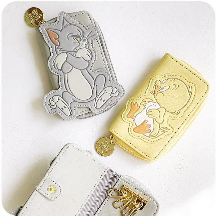 トムとジェリー タフィー クワッカー グッズ キーケース レディース FLAPPER フラッパー くすみカラー 小銭入れ付き パスケース 一体 定期入れ トムジェリ | flapper_bags | 06