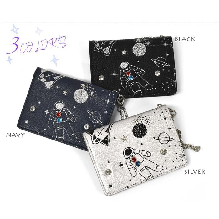 パスケース 定期入れ レディース おしゃれ Flapper フラッパー フェイクレザー スペース刺繍 チェーン付き 二つ折り Fla Pass 41 Superfrog 通販 Yahoo ショッピング