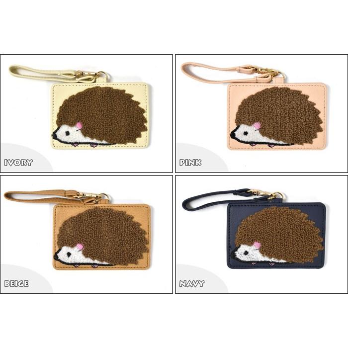 パスケース 定期入れ レディース おしゃれ/FLAPPER フラッパー/フェイクレザー ハリネズミ サガラ刺繍 ストラップ付き | flapper_bags | 05