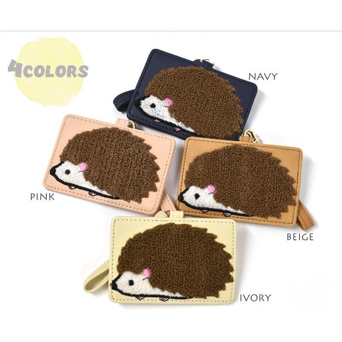 パスケース 定期入れ レディース おしゃれ/FLAPPER フラッパー/フェイクレザー ハリネズミ サガラ刺繍 ストラップ付き | flapper_bags | 07