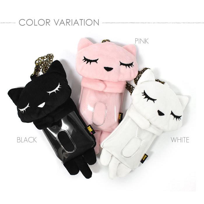 パスケース 定期入れ レディース おしゃれ 猫グッズ 猫 雑貨 フェイクファー プーちゃん だっこ チェーン付き | ブランド登録なし | 07