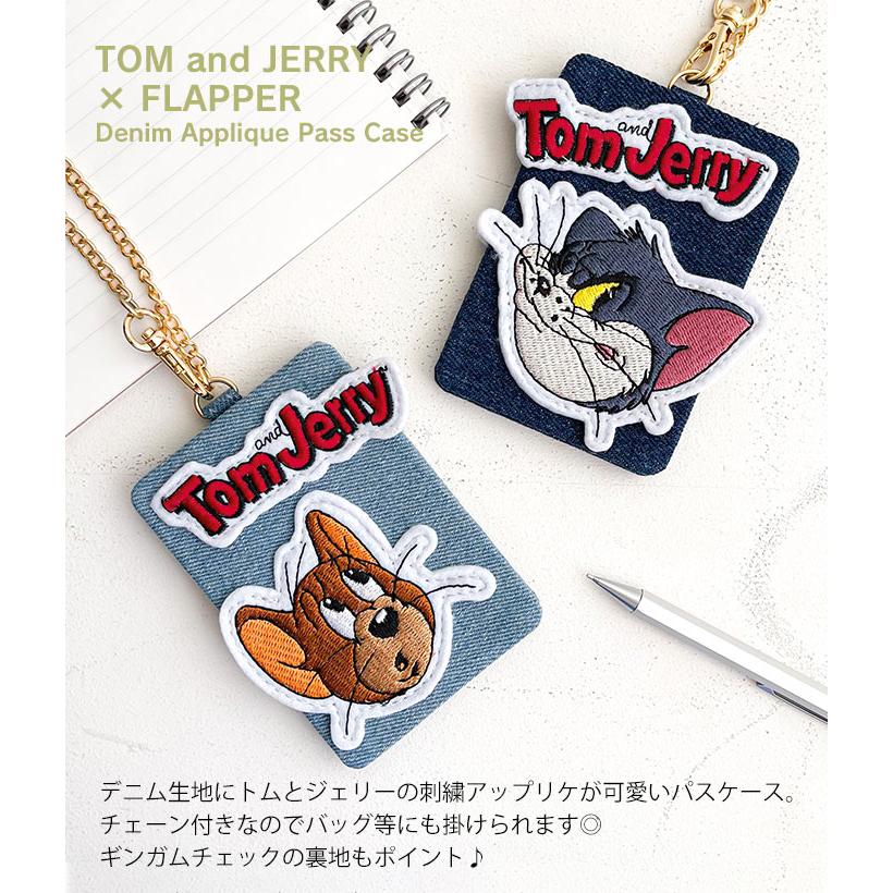 トムとジェリー グッズ トムジェリ キャラクター パスケース 定期入れ FLAPPER フラッパー デニム アップリケ レディース メンズ 可愛い かわいい おしゃれ 大人 | flapper_bags | 03