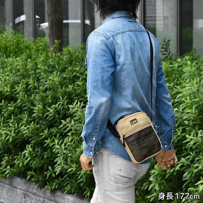 Lee（リー） 縦型 ミニショルダーバッグ メンズ 撥水 縦長 縦