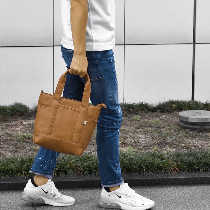 トートバッグ メンズ おしゃれ 小さめ フェイクレザー 2way