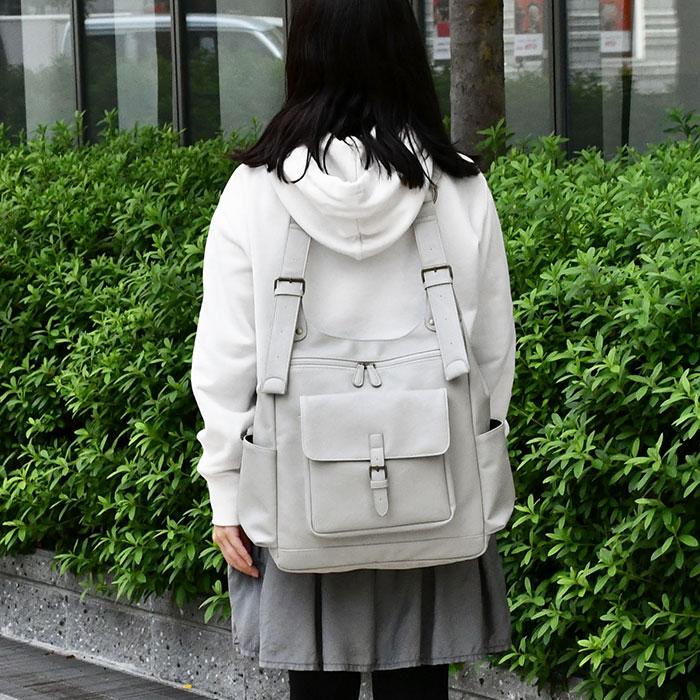 リュック リュックサック レディース おしゃれ 通学 女子 学生 大容量 フェイクレザー 2way H型リュックの画像