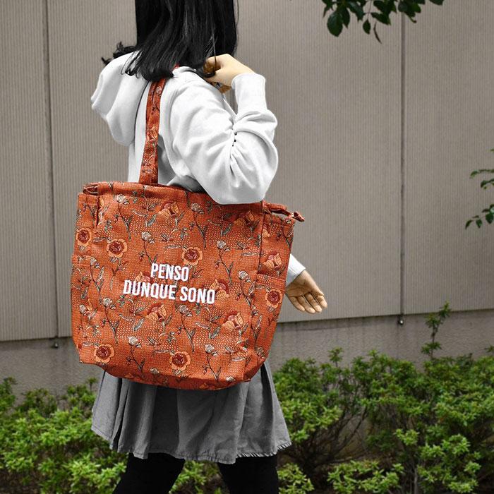 ラタプリント トートバッグ レディース トート 2way 巾着 巾着バッグ 