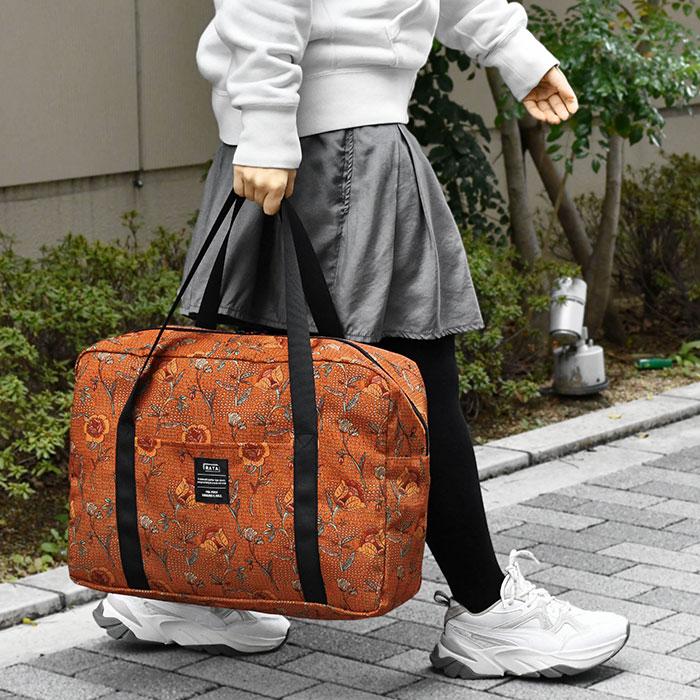 ラタプリント 折りたたみ ボストンバッグ レディース 折りたためる