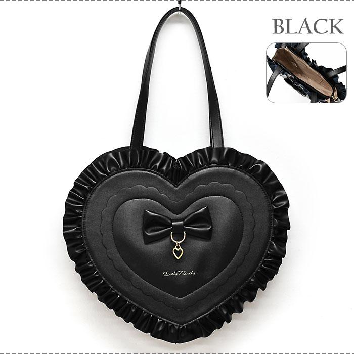 フェイクレザー ハート フリル トートバッグ レディース バッグ