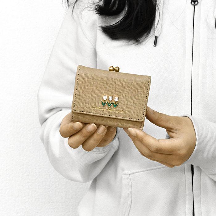 【タイムセール】ミニウォレット　アイボリー　韓国　saving miruve 高見え！バイカラーミニウォレットsimplehome.8 コラボ ROOM