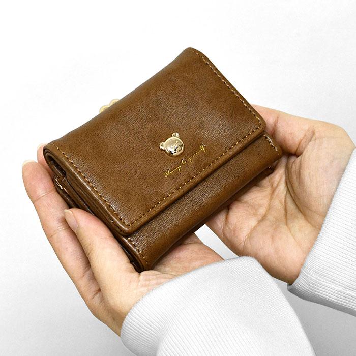 くま クマ 熊 グッズ くまグッズ 財布 フェイクレザー ベア がま口 三