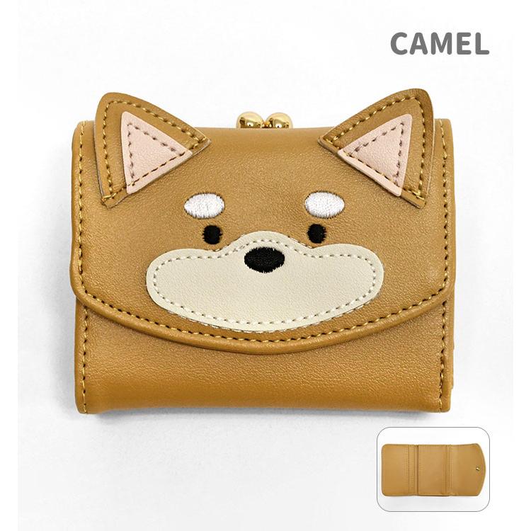 柴犬 財布 がま口 三つ折り ミニ財布 ミニウォレット 三つ折り財布