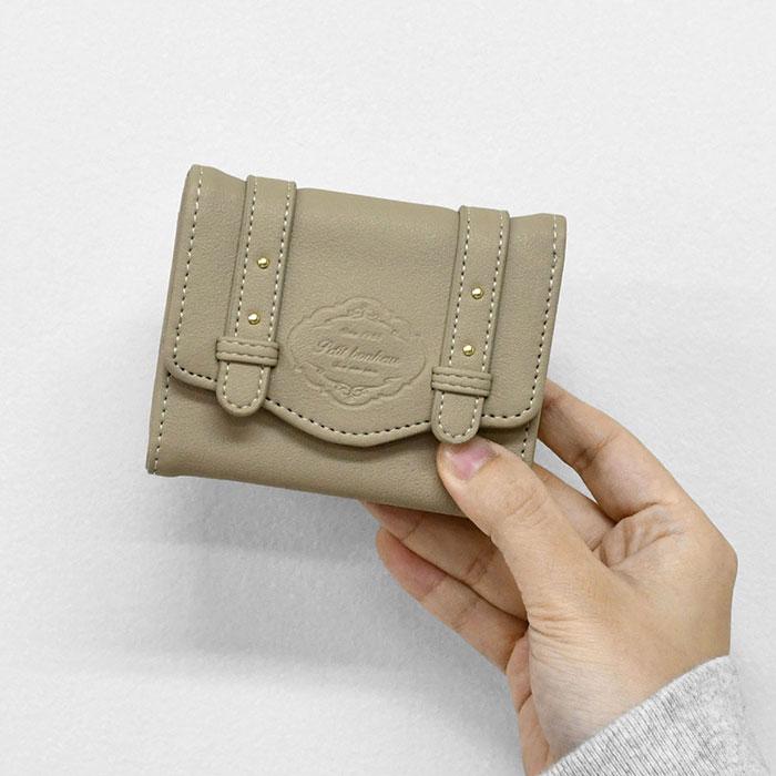 ウェーブミニ風　三つ折りウォレット サッチェルバッグ風 3つ折り財布 ミニウォレット 三つ折り 財布 ミニ