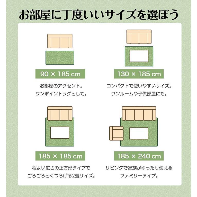 すべり止め付き 洗濯OK ホットカーペット対応 ラグ カーペット 長方形 オールシーズン ラグマット 1畳 インド綿風カーペット クレス 90x185cm 5色対応｜superkagu｜20