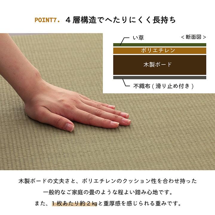 滑り止め付き 畳 たたみ 消臭 縁無し い草マット ユニット畳 フローリング畳 抗菌 防臭 吸湿効果 ラグ リビング 子供部屋 い草 置き畳 無地畳 70x70cm 4枚組
